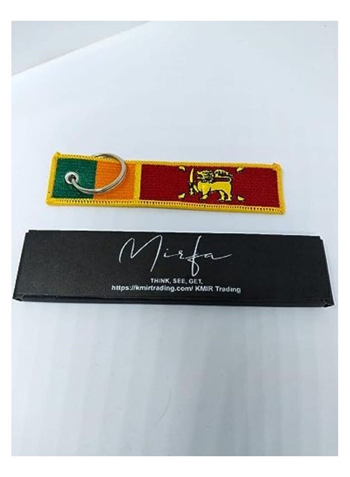 MIRFA Sri Lanka Flag Keychain Tag with Key Ring, EDC for Motorcycles, Scooters, Cars and Gifts Flag Key Chain, 100 percent Embroidered  - Image 1