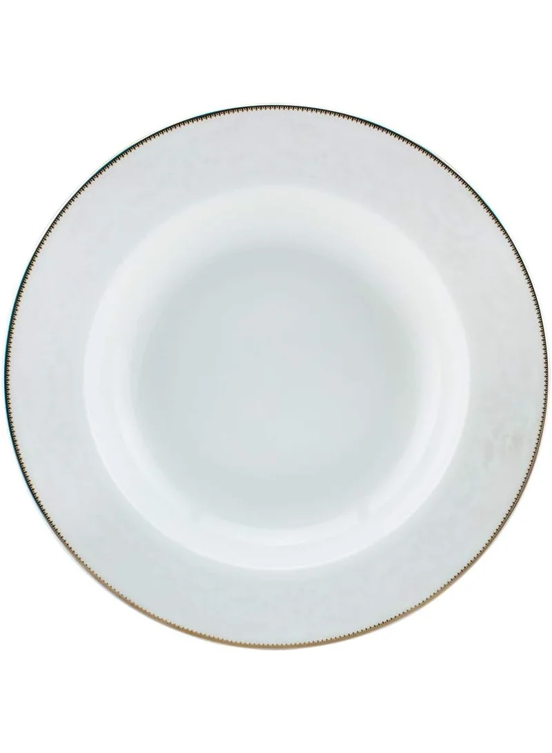 شالو طبق حساء مسطح من البورسلين (Sahara) بحافة ذهبية، أبيض، 23 سم