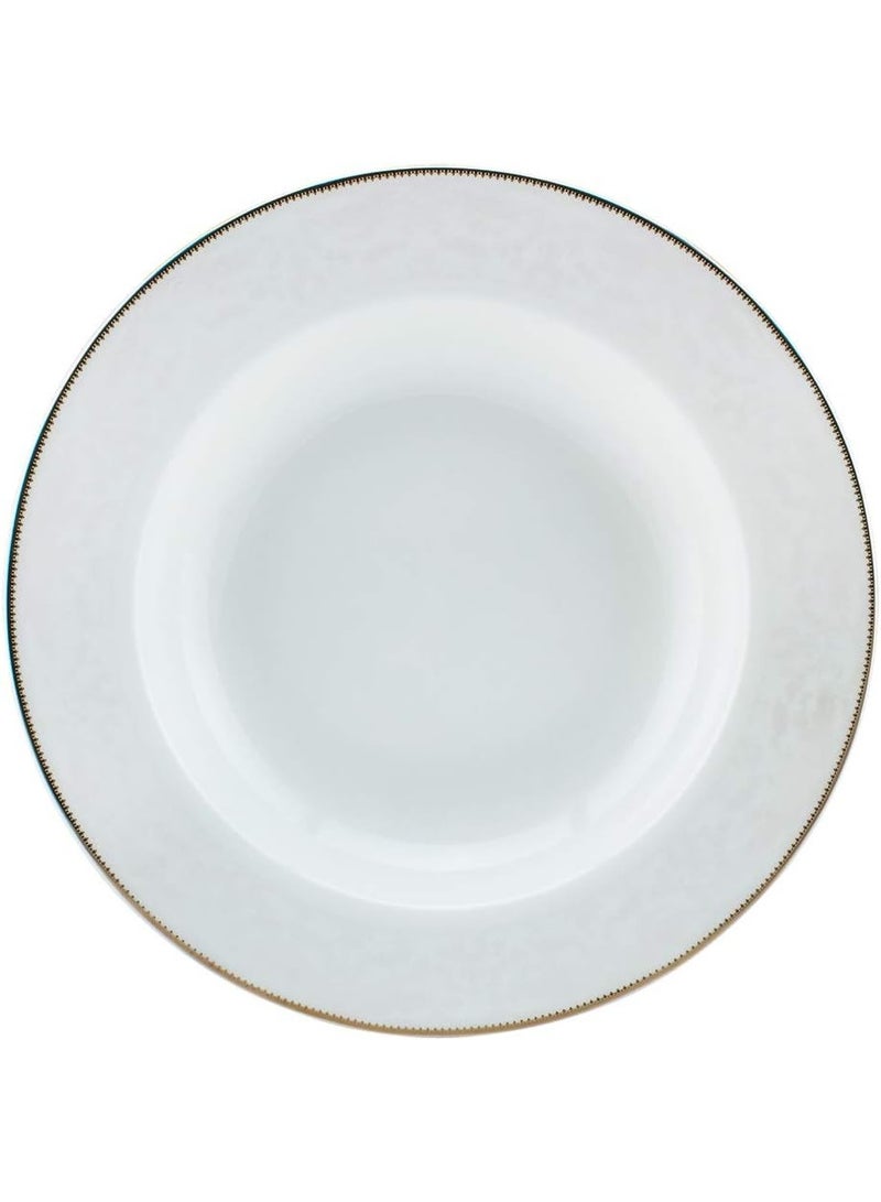 Shallow Porcelain Sahara Soup Plate with Gold Rim, White, 23 cm - Image 2