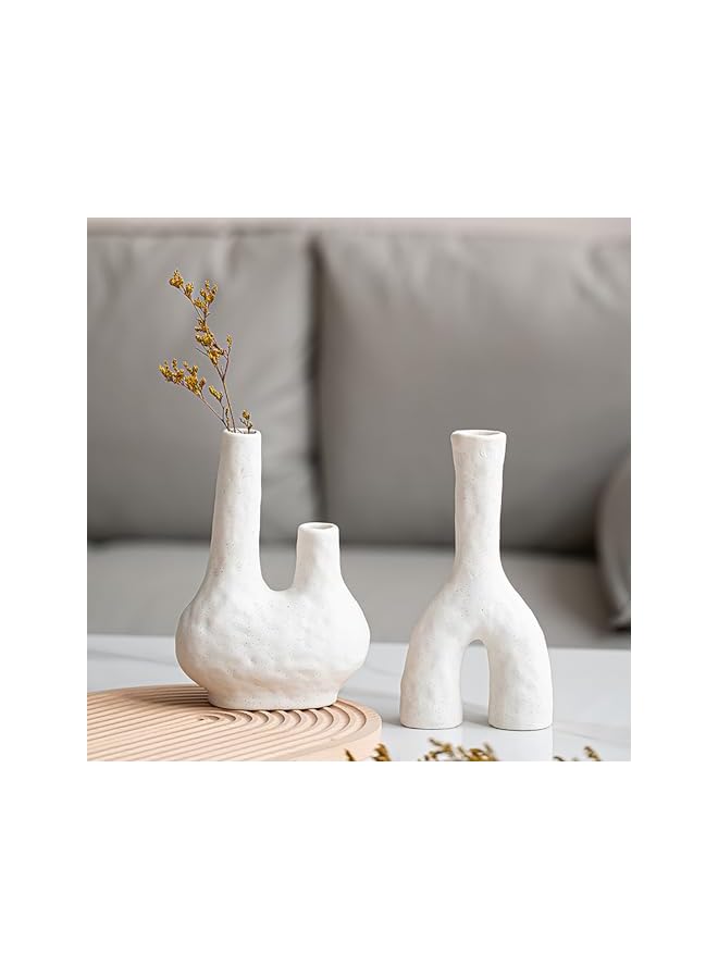 The Bros Hollow Ceramic Vase Set, Modern Vase for Nordic Minimalist Book Style Shelf Decor, Aesthetic Vases for Trendy Home Living Room Entryway Coffee Table Decorative (A) - Image 4