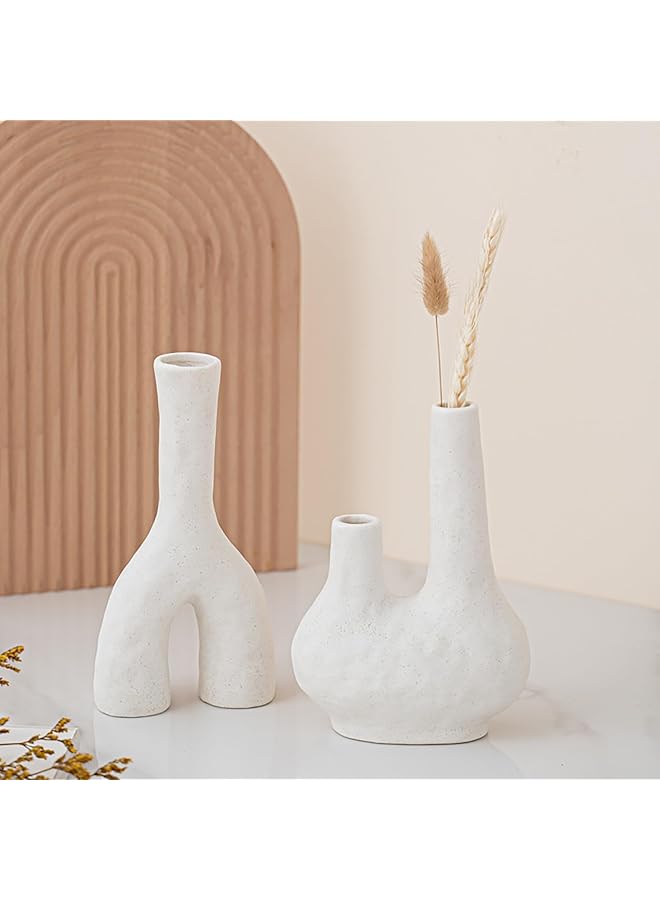 The Bros Hollow Ceramic Vase Set, Modern Vase for Nordic Minimalist Book Style Shelf Decor, Aesthetic Vases for Trendy Home Living Room Entryway Coffee Table Decorative (A) - Image 1