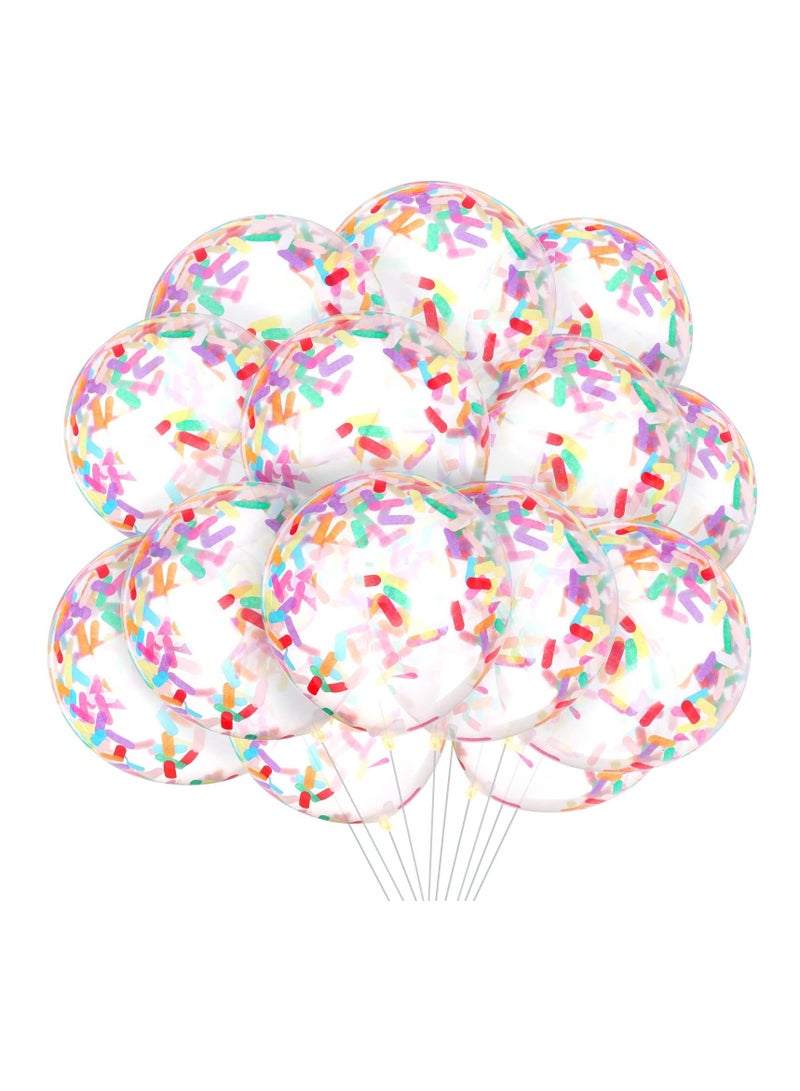 Y&D 60 Pcs Rainbow Confetti Balloons, 12 Inch Clear Latex Balloon with Inside Party Decoration Birthday Graduation Wedding Festival Supplies - Image 1