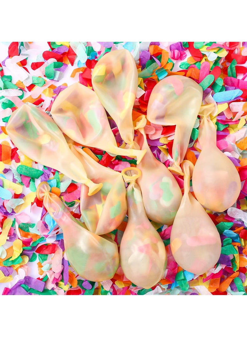 Y&D 60 Pcs Rainbow Confetti Balloons, 12 Inch Clear Latex Balloon with Inside Party Decoration Birthday Graduation Wedding Festival Supplies - Image 4