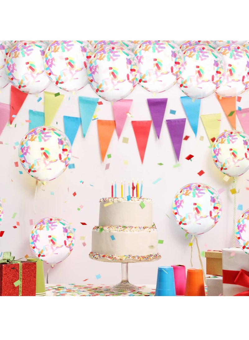 Y&D 60 Pcs Rainbow Confetti Balloons, 12 Inch Clear Latex Balloon with Inside Party Decoration Birthday Graduation Wedding Festival Supplies - Image 5