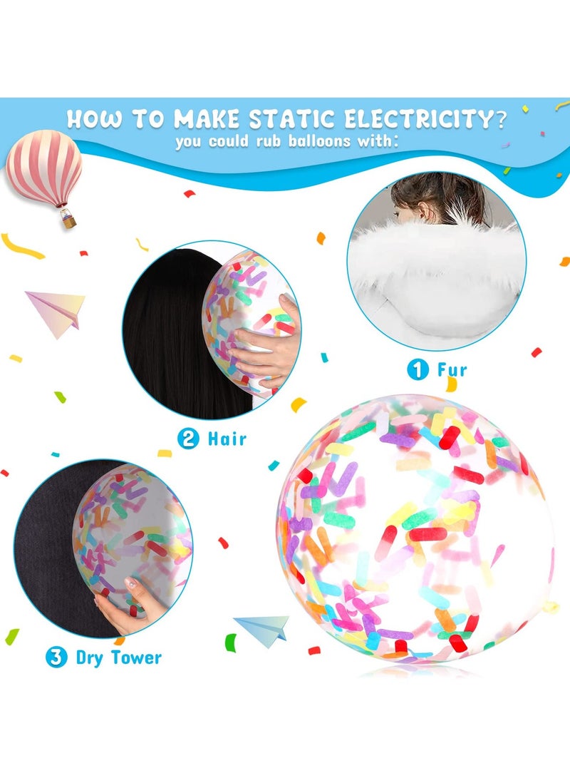 Y&D 60 Pcs Rainbow Confetti Balloons, 12 Inch Clear Latex Balloon with Inside Party Decoration Birthday Graduation Wedding Festival Supplies - Image 3