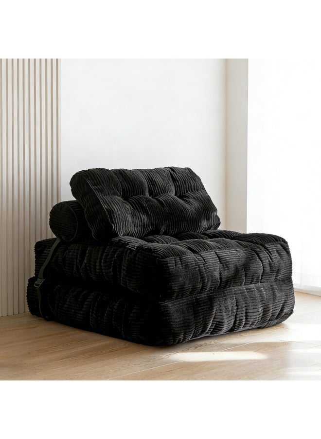 Anvanke multi-Functional Portable Folding Sofa Bed Single Convertible Sleeper Chair with Pillow & Back Support, Comfortable Floor Lounge for Living Room Bedroom, black - Image 1