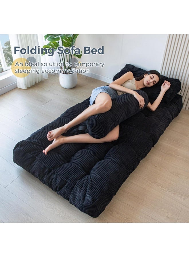 Anvanke multi-Functional Portable Folding Sofa Bed Single Convertible Sleeper Chair with Pillow & Back Support, Comfortable Floor Lounge for Living Room Bedroom, black - Image 5