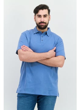 French Connection Men Regular Fit Short Sleeves Brand Logo Polo Shirt, Steel Blue  - Image 1