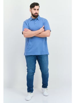 French Connection Men Regular Fit Short Sleeves Brand Logo Polo Shirt, Steel Blue  - Image 4