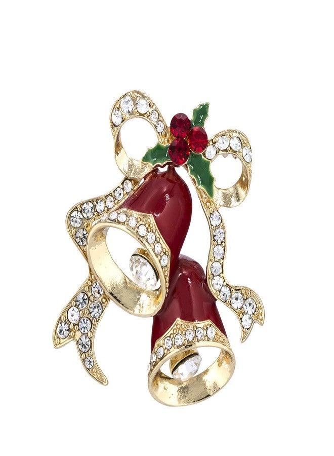 YOQUCOL 3D Christmas Jingle Shape Golden Christmas Brooch Pins Enamel for Women Christmas Jewelry - Image 1
