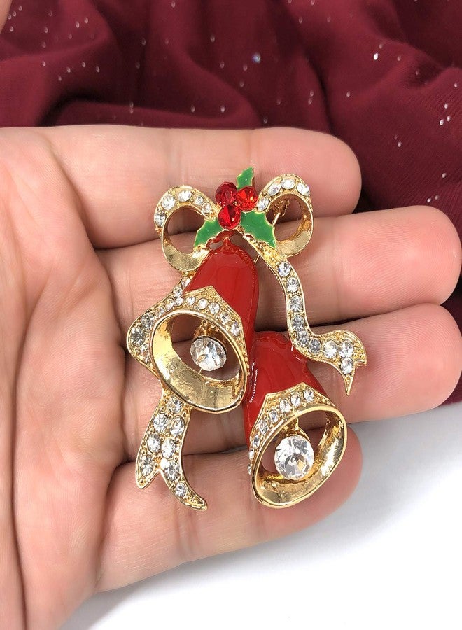 YOQUCOL 3D Christmas Jingle Shape Golden Christmas Brooch Pins Enamel for Women Christmas Jewelry - Image 4