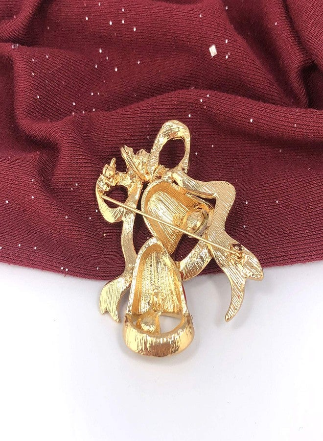YOQUCOL 3D Christmas Jingle Shape Golden Christmas Brooch Pins Enamel for Women Christmas Jewelry - Image 3