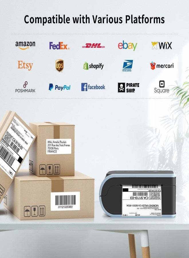JADENS Bluetooth Thermal Label Printer, Wireless Label Printer for Shipping Packages, Compatible with iOS, Android, Windows, Mac, Chromebook, Widely Used for Etsy, Ebay, Shopify, USPS - Image 3