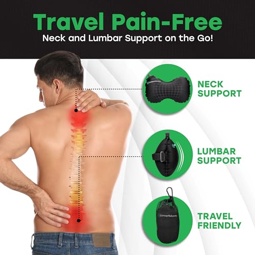 CompactSolutions Inflatable Lumbar Pillow for Airplane Travel - Travel Lumbar Pillow - Suitable for Men and Women of All Ages - (Free eBook with Tips and Stretches for Travelling with Back Pain) - Image 3