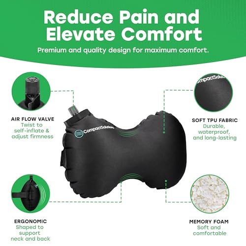 CompactSolutions Inflatable Lumbar Pillow for Airplane Travel - Travel Lumbar Pillow - Suitable for Men and Women of All Ages - (Free eBook with Tips and Stretches for Travelling with Back Pain) - Image 4