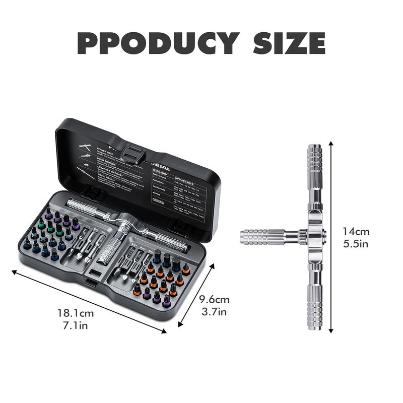 VMAN Ratchet Screwdriver Set, 40 in 1 magnetic Screwdriver sets, S2 Steel Bits, DIY Combination Flexible Shaft, Suitable for Furniture Assembly, Precision Electrical Appliance Repair, Bicycle Tools - Image 2