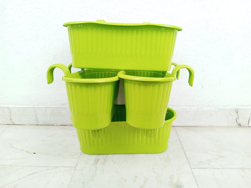Clastik Virgin Plastic Hanging Planter, Multicolour (Green Pack 4) - Image 5