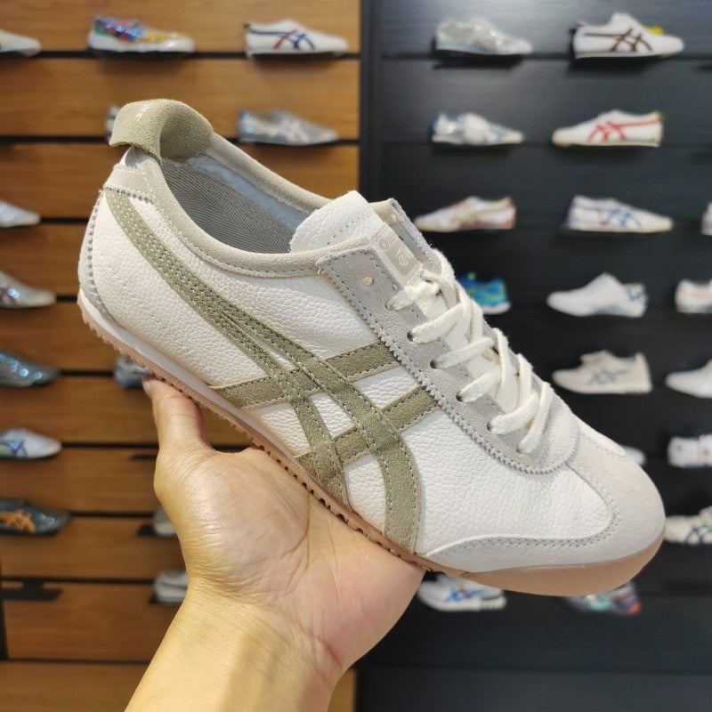 أونيتسوكا تايجر جلد طبيعي من الطبقة الأولى أحذية Onitsuka Tiger T-Toe سلسلة Mexic66 كلاسيكية رجعية للأزواج - Image 1