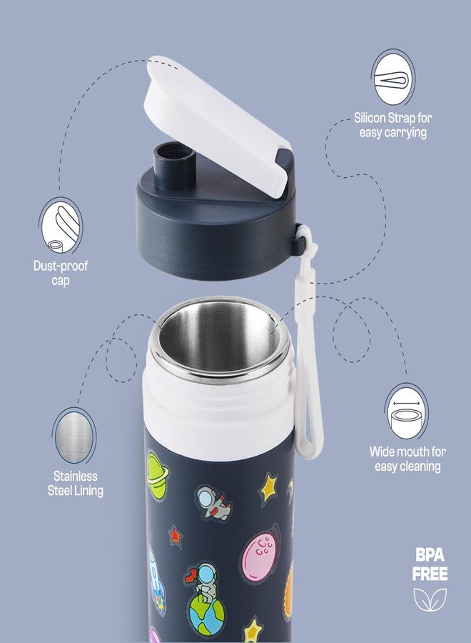 Pinnacle Prime Insulated Tiffin Box & Pixel Insulated Water Bottle Combo for Kids (400ml Each)| Dual Compartment Lunch Box & Stainless Steel Inner Bottle |Ideal for School,Picnic & Gift (Galaxy Grey) - Image 3
