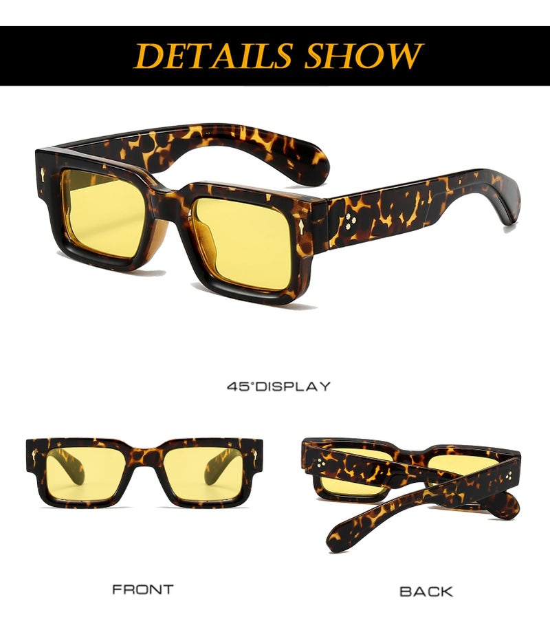 EYLRIM Thick Frame Square Sunglasses for Women Men Chunky Rectangle Sun Glasses Black Shades UV400 Protection(06 Tortoise/Yellow) - Image 5