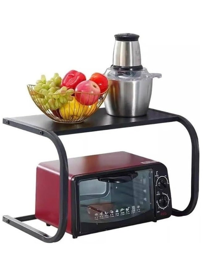 Two-Tier Stainless Steel Microwave Oven Organizer, A Sturdy And Multi-Functional Kitchen Rack For Storing Appliances, Cups, And Dishes. Space-Saving And Durable Design, Measuring 54 X 36 X 35 Cm. - Image 1