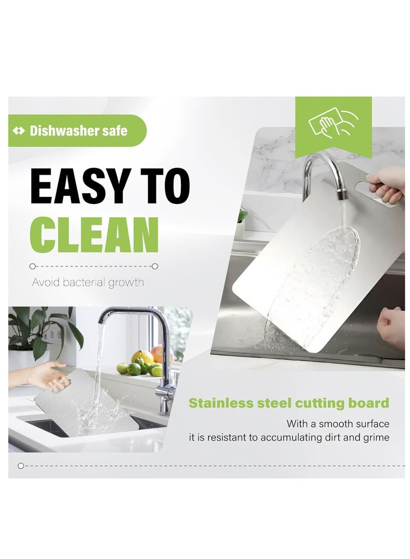 316 Stainless Steel Cutting Board - Titanium Cutting Board,Double-Sided Food Grade Cutting Board,Chopping Boards Cutting Mat kitchen Necessities for Home Outdoor Camping Meal Prep（34×23CM), Easy to Clean (SUS316 Premium Edition) - Image 2