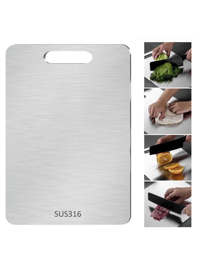 316 Stainless Steel Cutting Board - Titanium Cutting Board,Double-Sided Food Grade Cutting Board,Chopping Boards Cutting Mat kitchen Necessities for Home Outdoor Camping Meal Prep（34×23CM), Easy to Clean (SUS316 Premium Edition) - Image 1