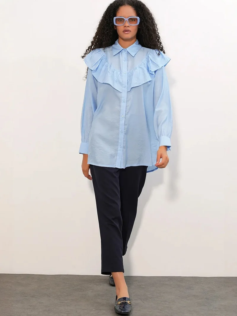 بيغ دارت BDART Long Relaxed Shirt With Frill Detail