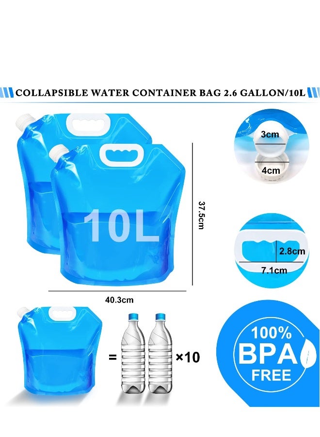 Generic 3 Pieces Foldable Water Container 10L with Tight Lid Flexible Water Canister Portable Drinking Water Water Water Bag Folding Canister Water Bag for Outdoor - Image 2