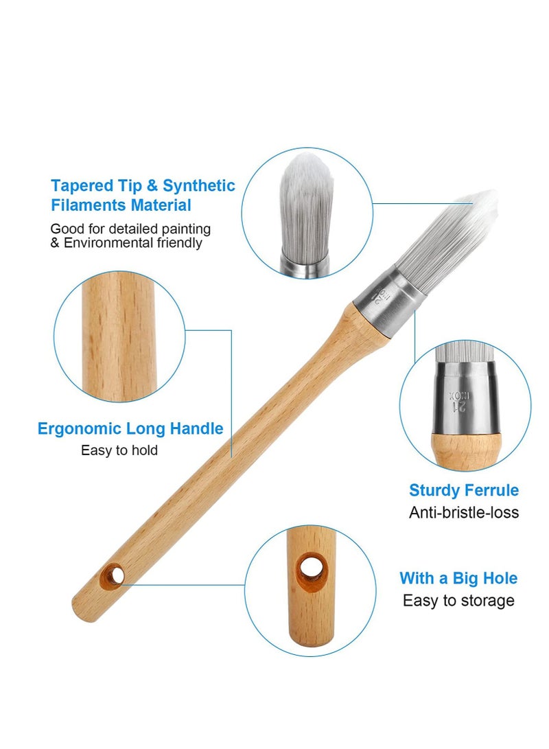 Excefore Round Pointed Paint Brush, Trim Painting Tool,  Edge Painting Tool with Wooden Handle, Small Paint Brushes for Walls, Round Paint Brush for House Wall Edges, Trim Paint Brushes 4 Pieces  - Image 3