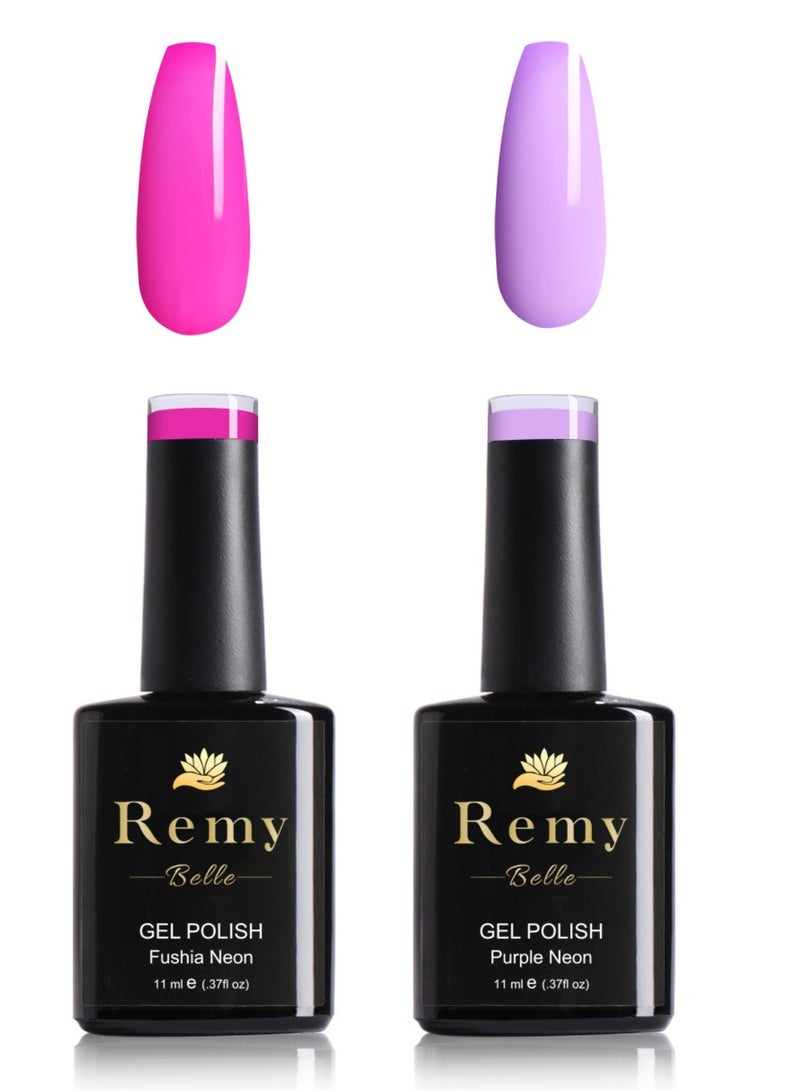 ريمي بيلا مجموعة  طلاء الأظافر الجل مكونة من لونين فوشيا وبنفسجي يتطلب التجفيف تحت مصباح ليد بالأشعة فوق البنفسجية - Image 1
