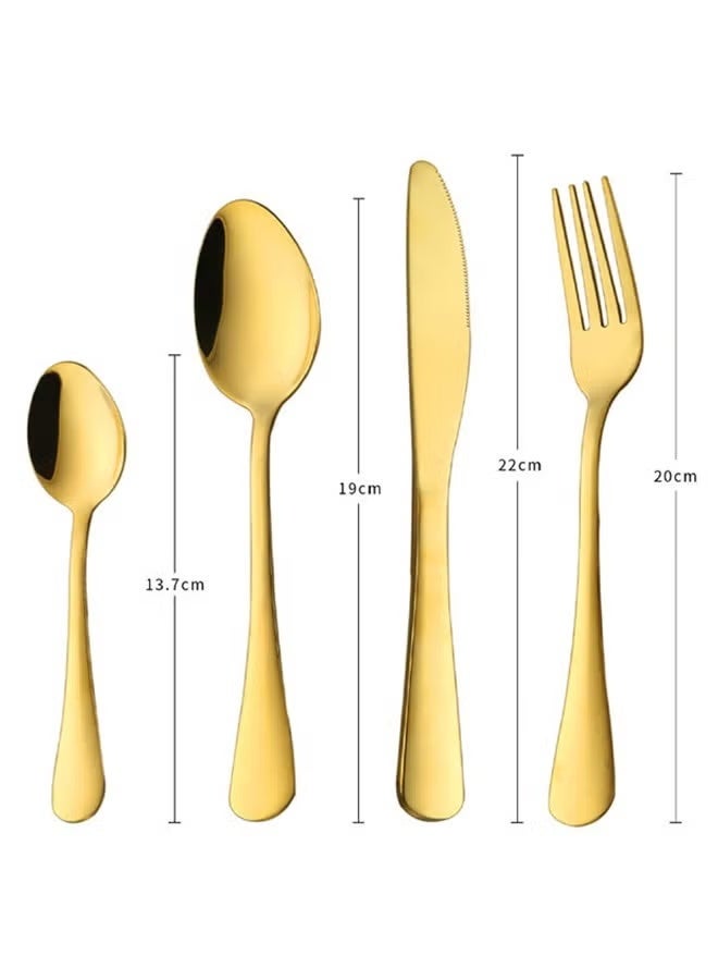 سعيد مجموعة أدوات مائدة من الفولاذ المقاوم للصدأ مكونة من 24 قطعة، مجموعة أدوات مطبخ ذهبية، مجموعة أدوات مائدة للمنزل والمطبخ والمطعم والفندق والتجمعات والنزهات وتناول الطعام باللون الذهبي - Image 5