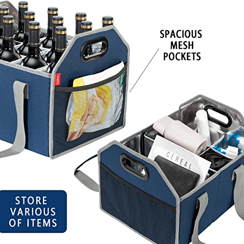 LUILANC Collapsible 12 Bottle Storage Box Reusable Portable Wine Carrier Case for Tote Bag Moving, Vacation Bottle Caddy Grocery Shopping Accessory (Blue) - Image 5