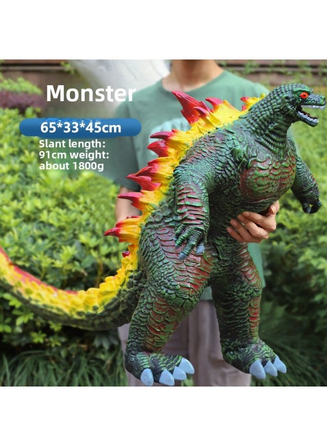 لعبة ديناصور من السيليكون الناعم العملاق مباشرة من الشركة المصنعة، نموذج أحفوري كبير الحجم لركوب التنين للدراجات النارية - اللون: قوطي كبير الحجم 【أخضر】】 - المواصفات: إصدار 498 Story Lights - Image 1