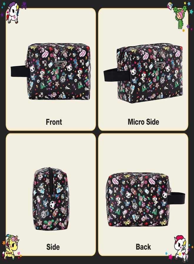 tokidoki Makeup Bag Travel Cosmetics Pouch Unicorno Toiletry Bag PU Zipper Pouch Purse Cute Make Up Organizer Storage for Women (Makeup-Black-S) - Image 5