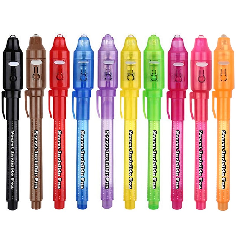 SCStyle Invisible Ink Pen 10Pcs with UV Light Magic Marker for Secret Messages Writing Information for Birthdays Easter Halloween Christmas Gifts for Students - Image 2