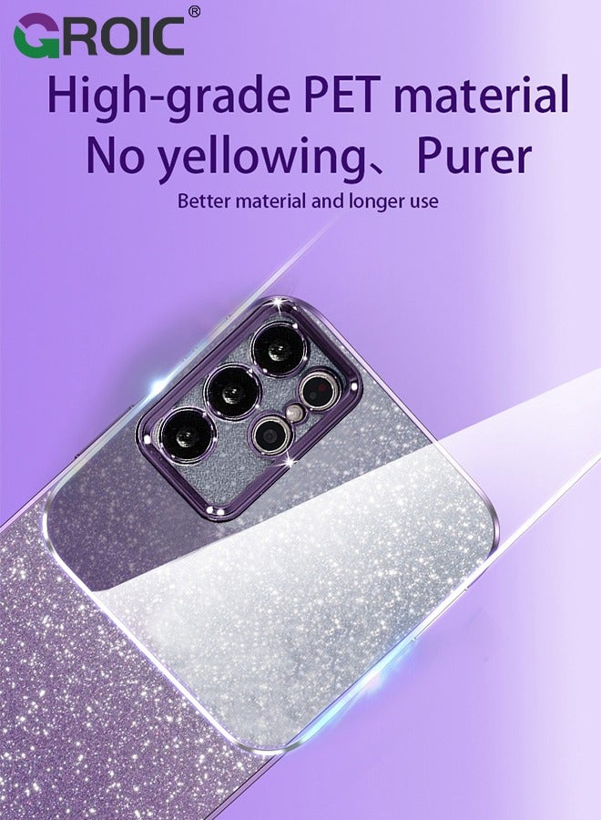 GROIC Samsung Galaxy S25 Ultra Case Glitter Clear Cases, Galaxy S25 Ultra Phone Cover, TPU Plating Fundas Protection Shockproof Bling 2 in 1 Cover for Girls Women (Purple) - Image 5