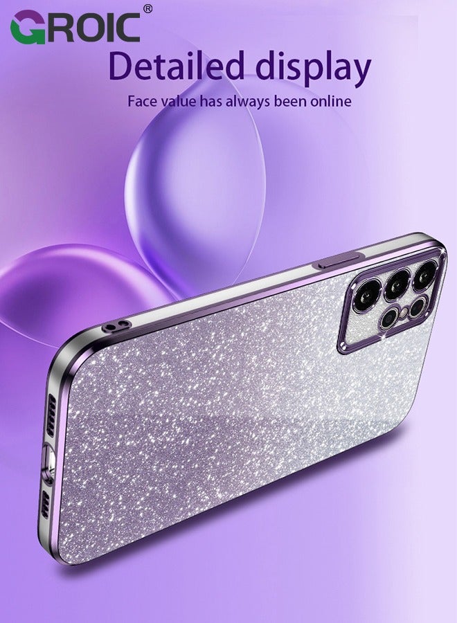 GROIC Samsung Galaxy S25 Ultra Case Glitter Clear Cases, Galaxy S25 Ultra Phone Cover, TPU Plating Fundas Protection Shockproof Bling 2 in 1 Cover for Girls Women (Purple) - Image 4