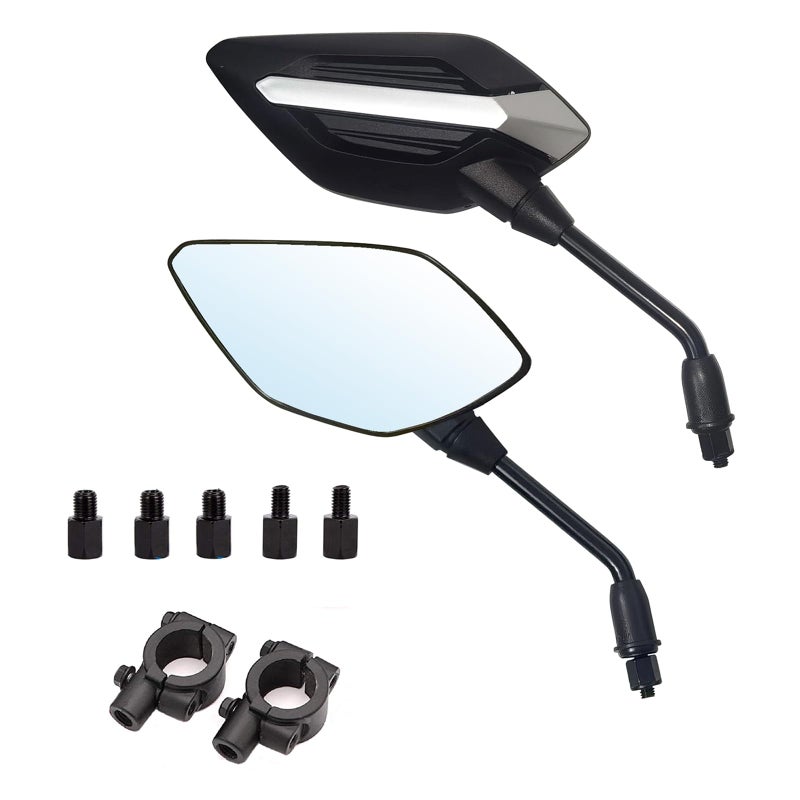 Mamiko 8MM Motorcycle Mirrors Universal for 78Handlebars Bike Mirror Compatible with ATV Snowmobile Scooter Moped Dirt Bike Sportsman  Convex Mirrors