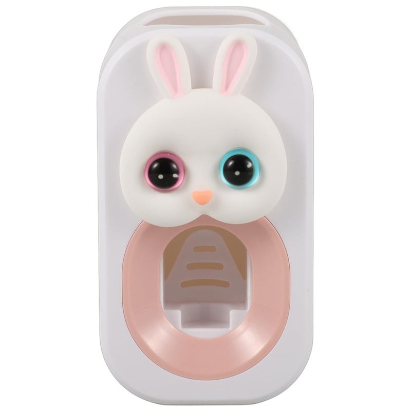 FOMIYES Automatic Toothpaste Dispenser Wall Mounted Toothpaste Holder No Drilling Required Cute Bunny Squeezer for Kids Family