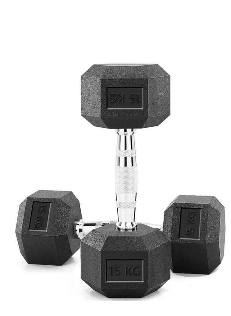 بلا نهاية دامبل ثابت 15 كجم (33 رطل) من إندلس – وزن حديدي مغلف بالمطاط لتدريب القوة واللياقة وكمال الأجسام – قبضة آمنة وتصميم مضاد للتدحرج – للرجال والنساء في الجيم أو المنزل - Image 1