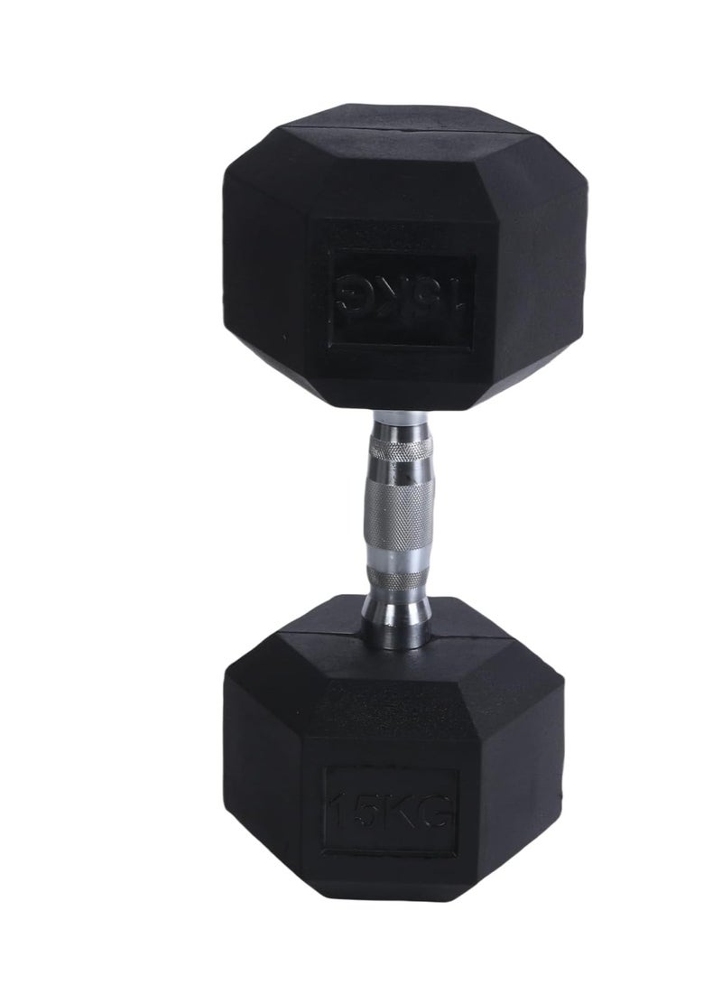 بلا نهاية دامبل ثابت 15 كجم (33 رطل) من إندلس – وزن حديدي مغلف بالمطاط لتدريب القوة واللياقة وكمال الأجسام – قبضة آمنة وتصميم مضاد للتدحرج – للرجال والنساء في الجيم أو المنزل - Image 3