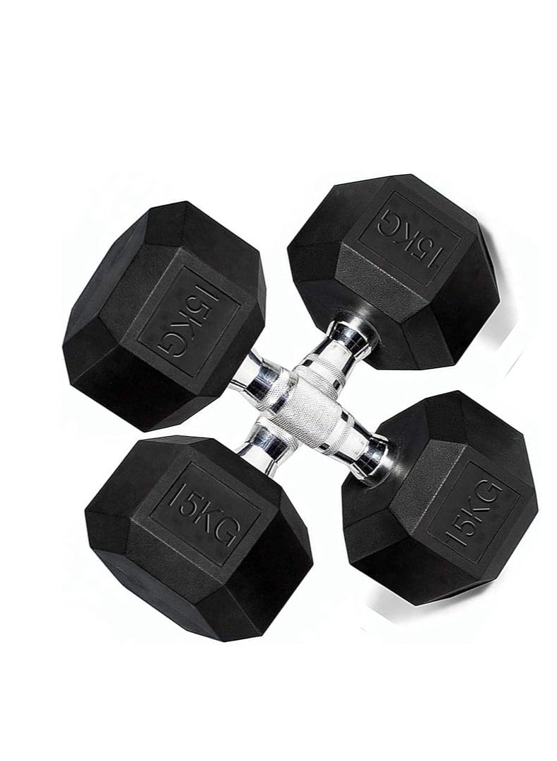 بلا نهاية دامبل ثابت 15 كجم (33 رطل) من إندلس – وزن حديدي مغلف بالمطاط لتدريب القوة واللياقة وكمال الأجسام – قبضة آمنة وتصميم مضاد للتدحرج – للرجال والنساء في الجيم أو المنزل - Image 2