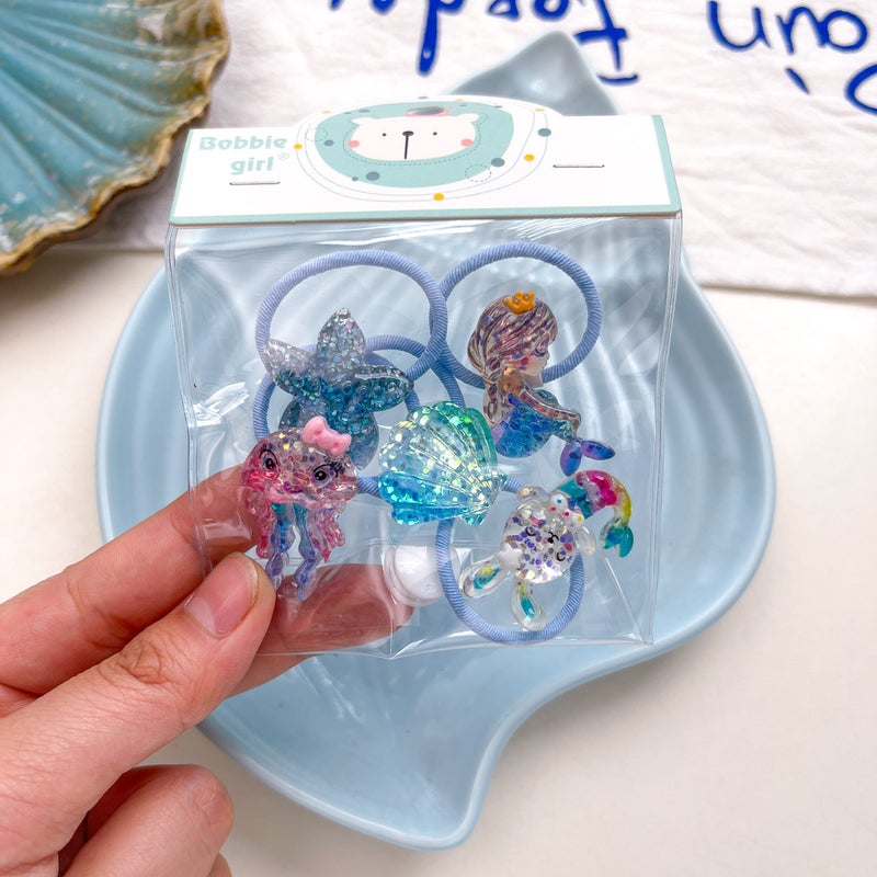 Generic Cute Mermaid Starfish Shell Hair Clips Bands Necklace Bracelet for Kids Head rope [5 bags]]