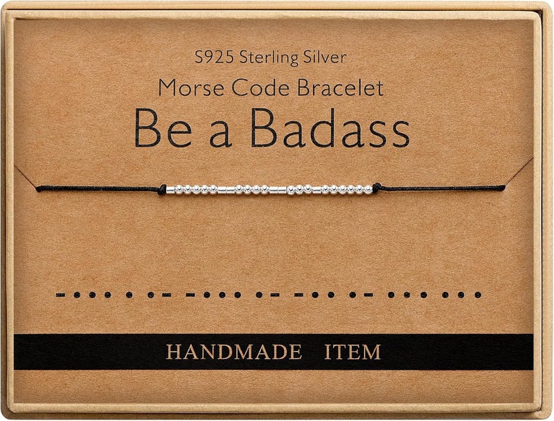 Monily Inspirational Gifts for Women Morse Code Bracelets for Women Funny Bracelet for Friend Funny Gift for Women Sterling Silver Bracelet for Women - Image 1