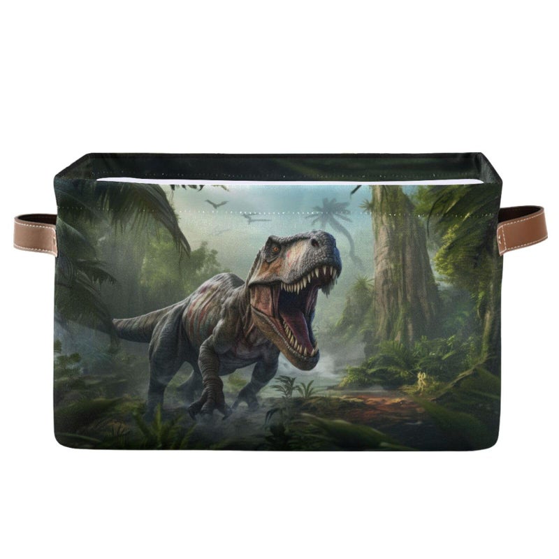Bzocm Dinosaur Rectangular Storage Basket Animal Print Organizer Bin Shelf Baskets For Clothes Gifts For Home Office Dorm - Image 2