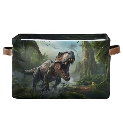 Bzocm Dinosaur Rectangular Storage Basket Animal Print Organizer Bin Shelf Baskets For Clothes Gifts For Home Office Dorm - Image 1