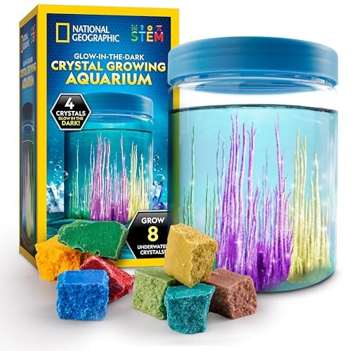 Blue Marble National Geographic Underwater Crystal Growing Aquarium Science Kit Grow 8 Colorful Crystals Underwater 360Degree Secure Viewing Canister - Image 1