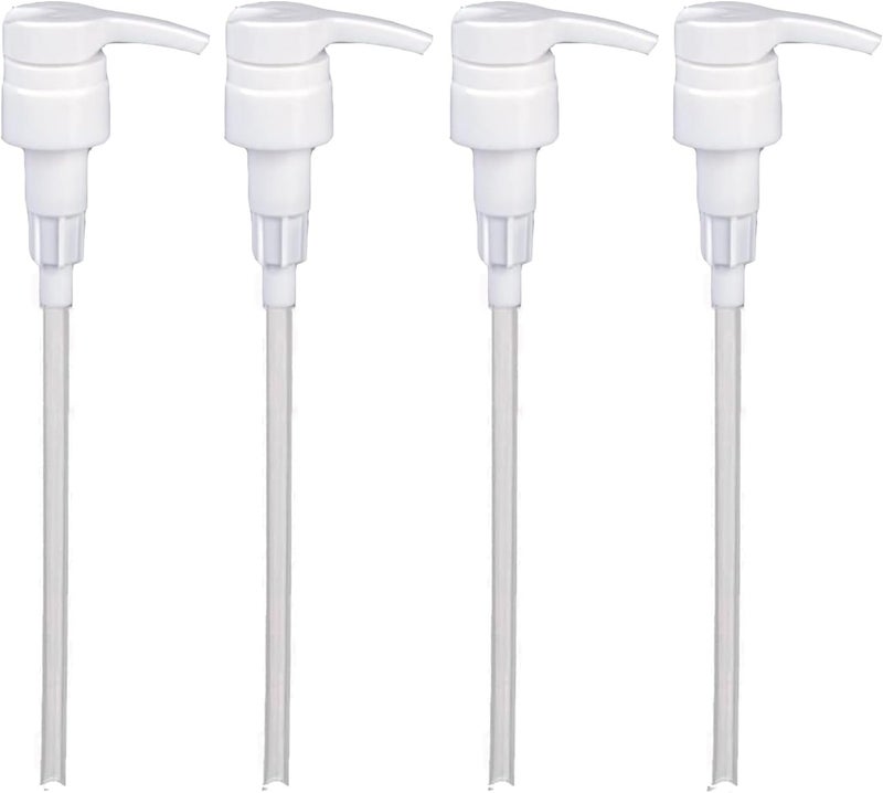 Universal Shampoo/Conditioner Dispenser Pump for Bottles, Leak Proof, Pump Top Fits 1 L/33.8 oz Bottles, 28/410 Neck Size (White - Pack of 4)