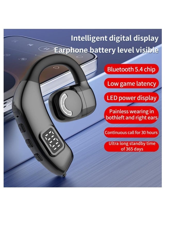 Generic - Bluetooth Headset V5.3, Wireless Handsfree Earpiece Built-in Mic Noise Cancelling, 30Hrs HD Calling, LED Display, Hands-Free Bluetooth Earphone for Driving, Business, Office, Black - Image 1